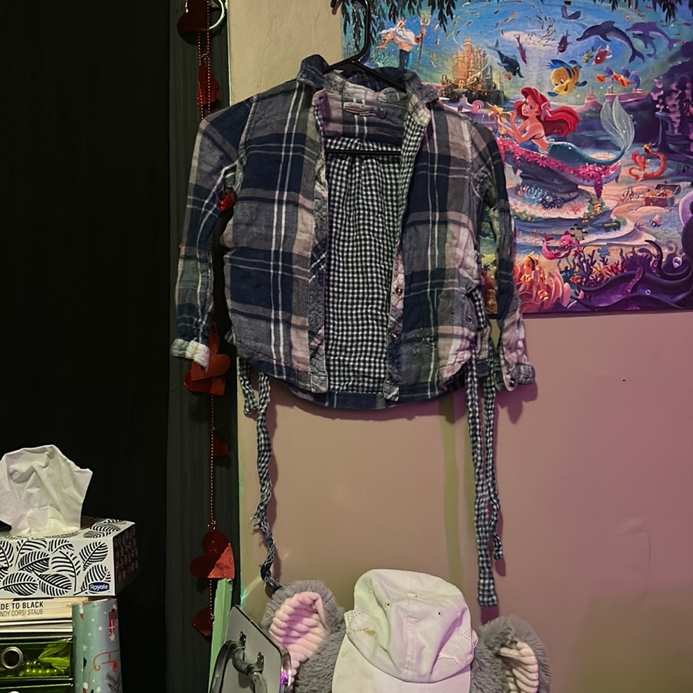 Blue cutsie top for when you go to a hick bar. Flannel.